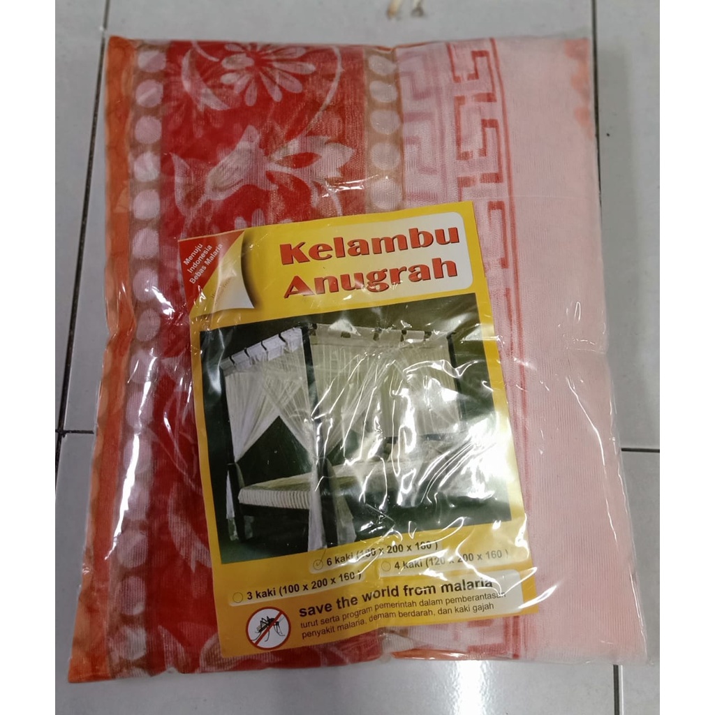 Kelambu Tidur Kotak Anti  Nyamuk Motif Bunga Anugrah Ukuran 180x200x180 Terlaris