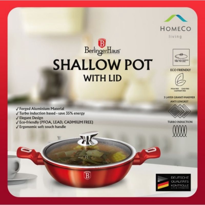 Berlinger Haus Panci Bertutup Shallow pot 28 cm Burgundy / Panci Sultan/ Panci Shabu/ Panci Steamboa