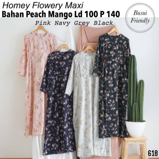 Gamis shabby busui Homey flowery maxi