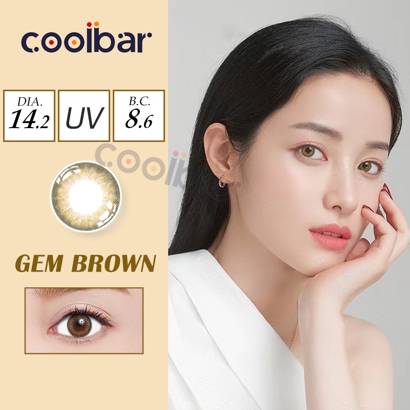 COOLBAR 1 Sepasang lensa kontak berwarna Diameter 14.2 MM sisse lens BROWN/GREEN/VIOLET/BULE/PINK/GRAY Normal s/d