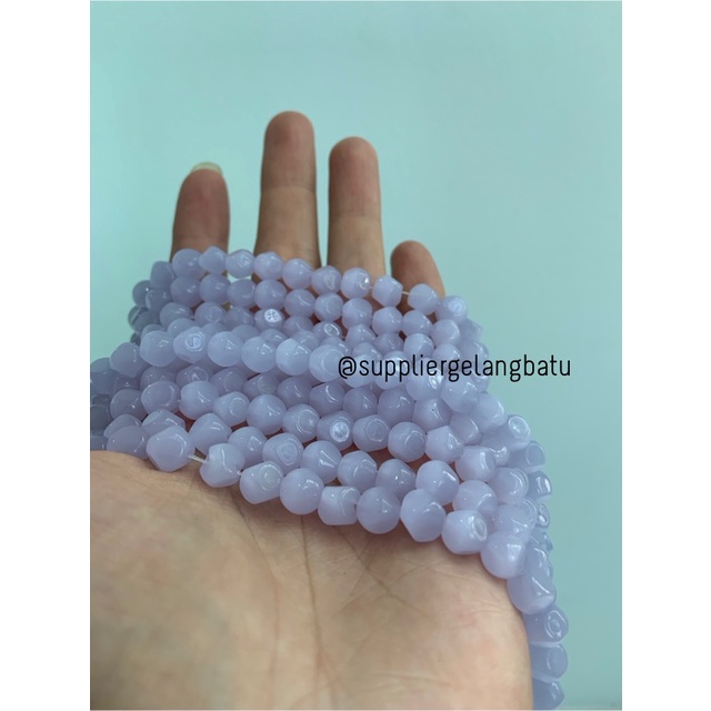 batu faceted hexagon Stone 8mm purple cat eyes ungu mata kucing jarong