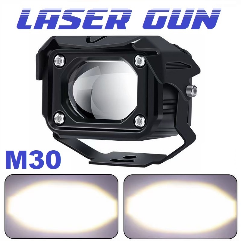 Lampu Tembak Sorot LED Laser Gun VINYX M30 Lasergun D2 Mobil Motor Dual CSP Warna Putih Kuning 30 Watt 30W