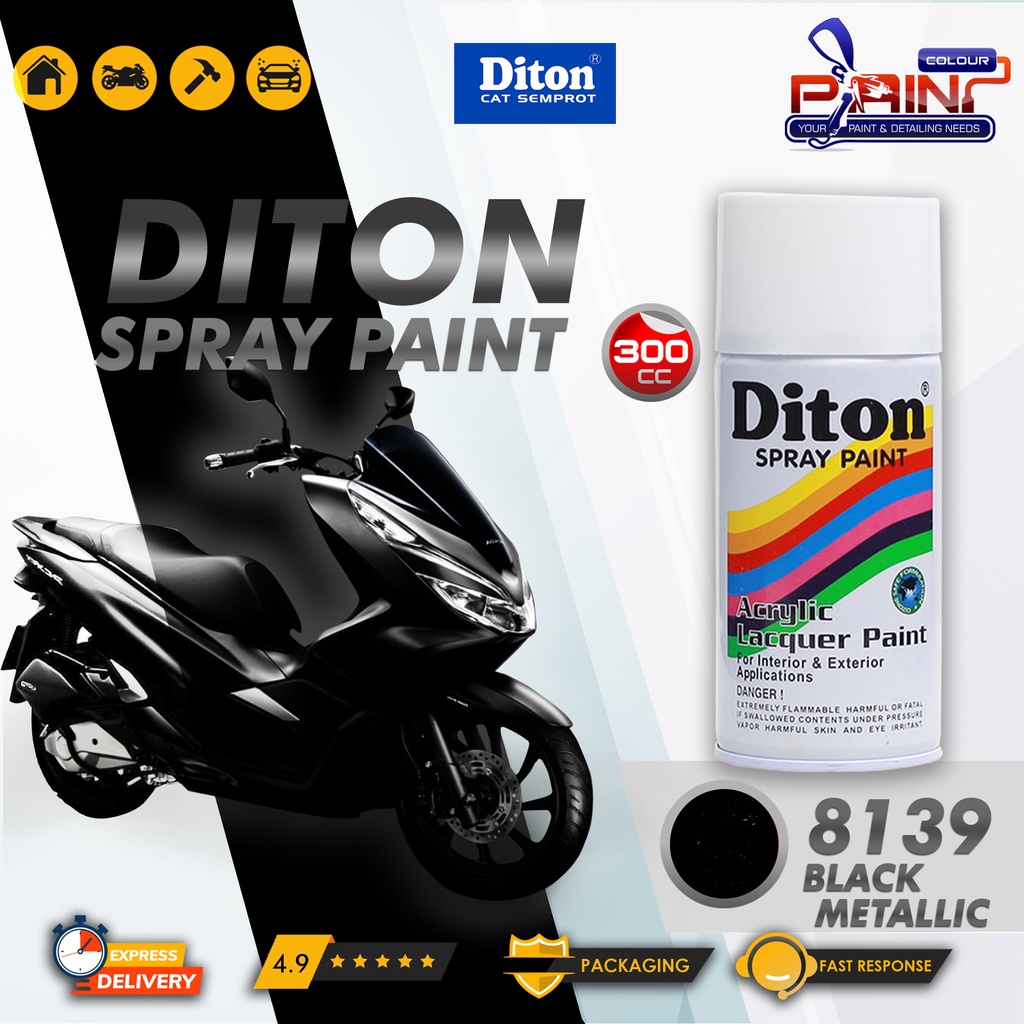 Diton 8139 Metallic Black Cat Semprot/Pylox/Samurai Motor/Helm/Gundam