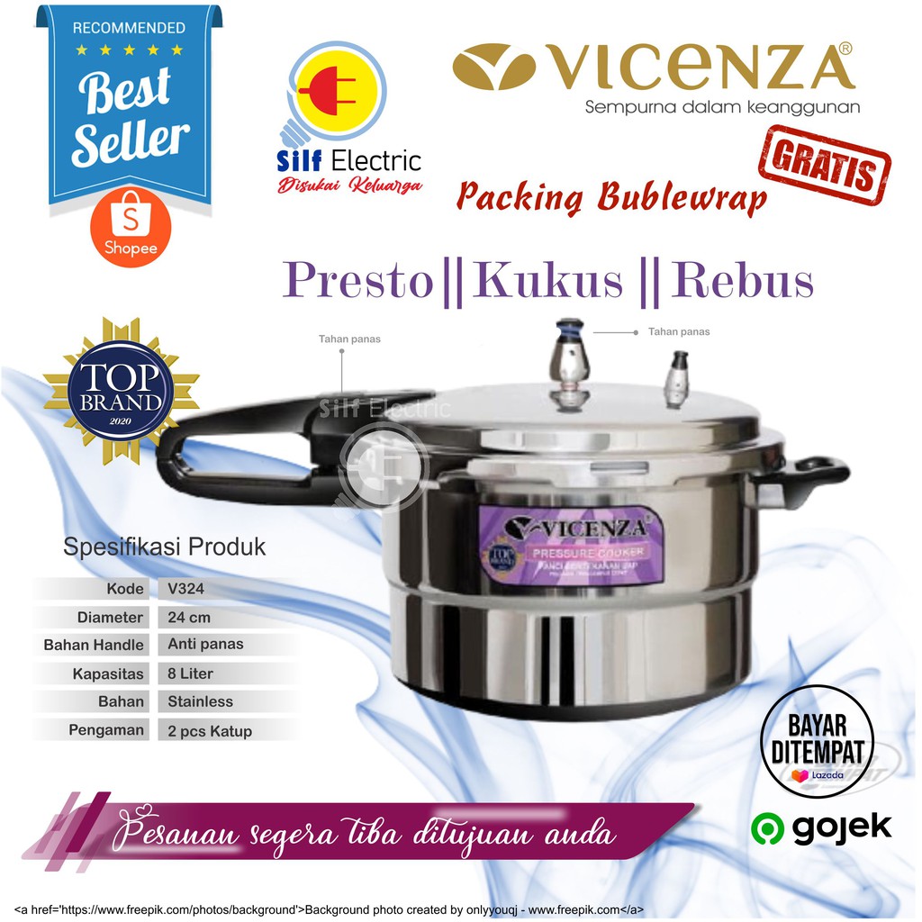 Panci presto Vicenza 8L 24cm V324 hitam