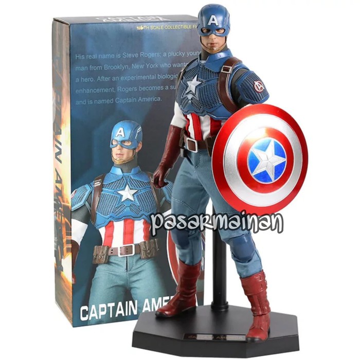 Sesli Isikli Legend Series Standli Avengers Kaptan Amerika Oyuncak Figur 30cm