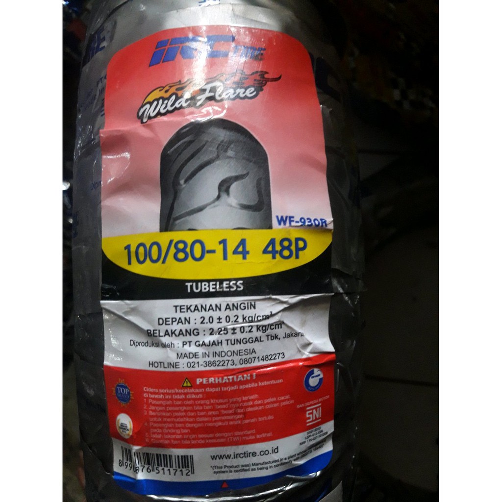 Ban Tubeless 100-80-14 IRC