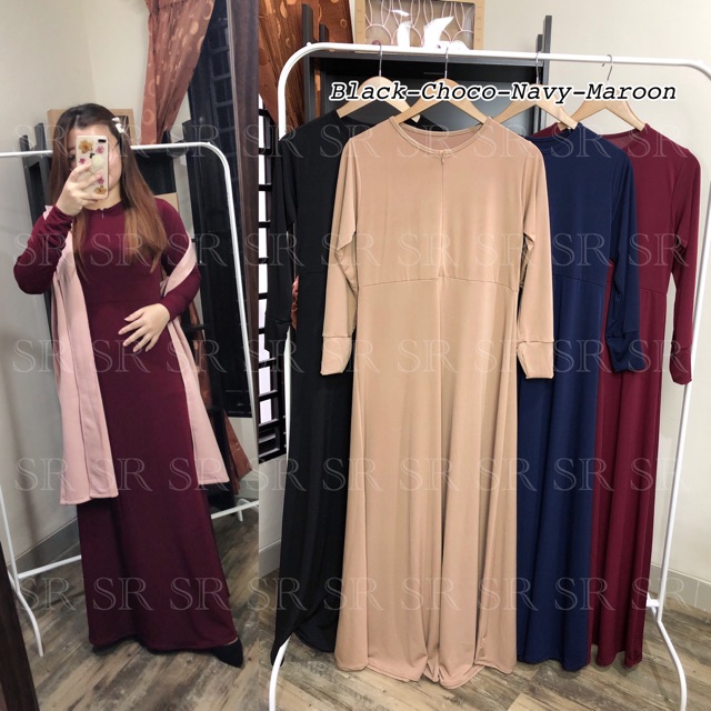 Gamis Wanita Panjang Jersey Korea Polos Premium