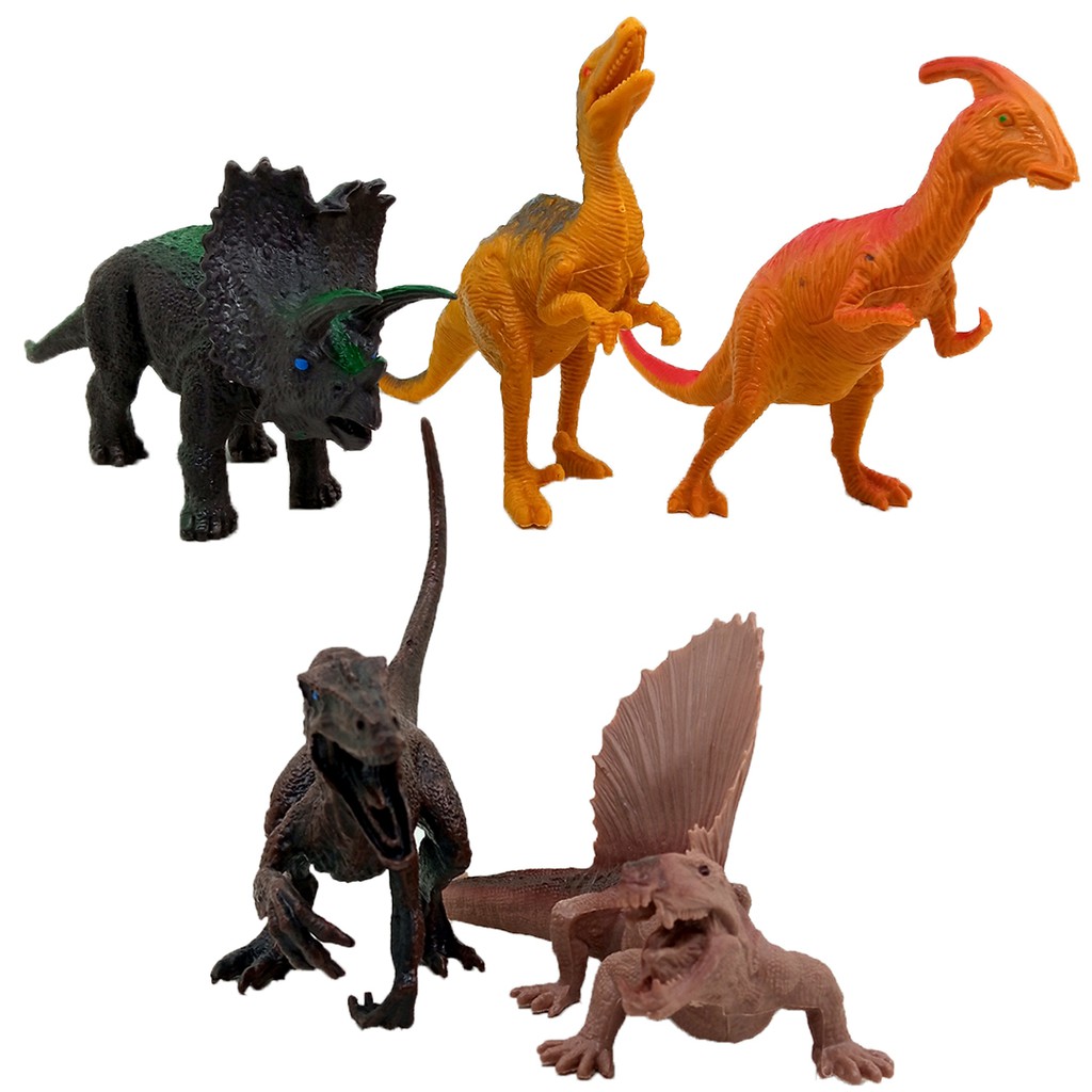 Set 5 in 1 Dinosaurus Karet Mainan Pajangan Miniatur Dino