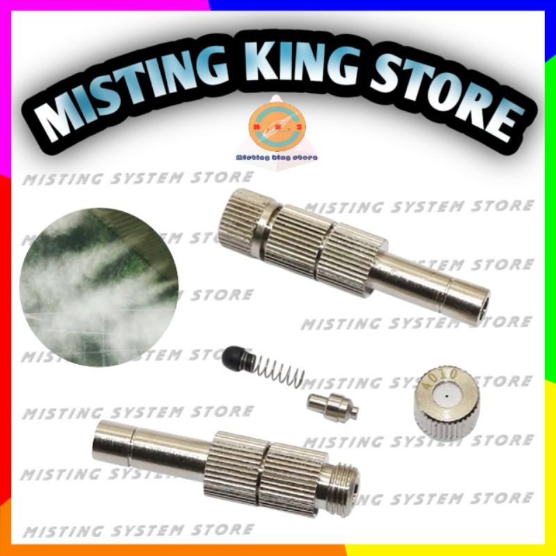 PAKET MISTING 30 40 TITIK MIST NOZZLE FILTER KABUT HEAD SPRAYER ALAT SIRAM POMPA DC 12V DOUBLE PUMP