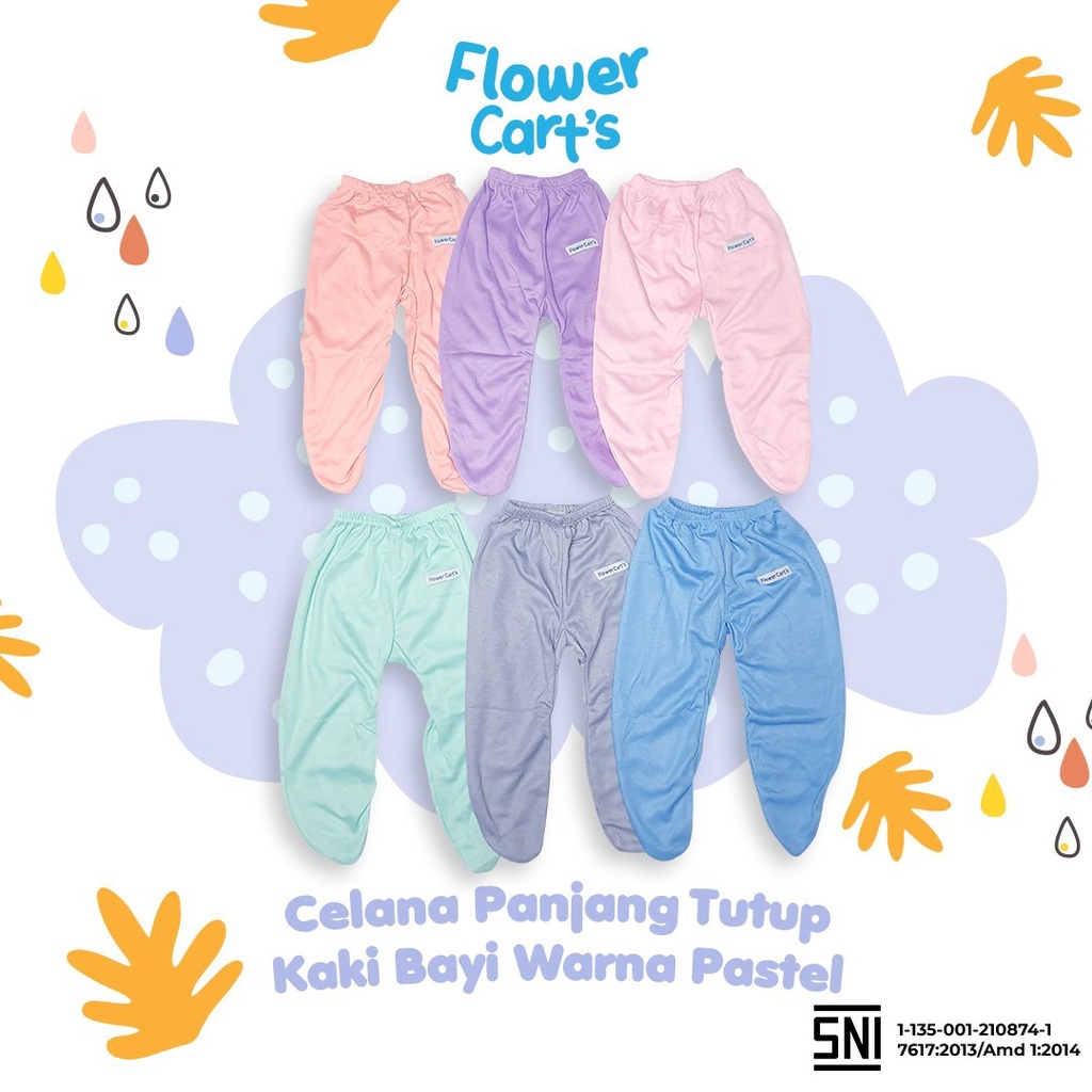 Celana Bayi Newborn Panjang / Pendek / Panjang Tutup Kaki / Celana Pop Baby 0-6 Bulan Flower Cart's