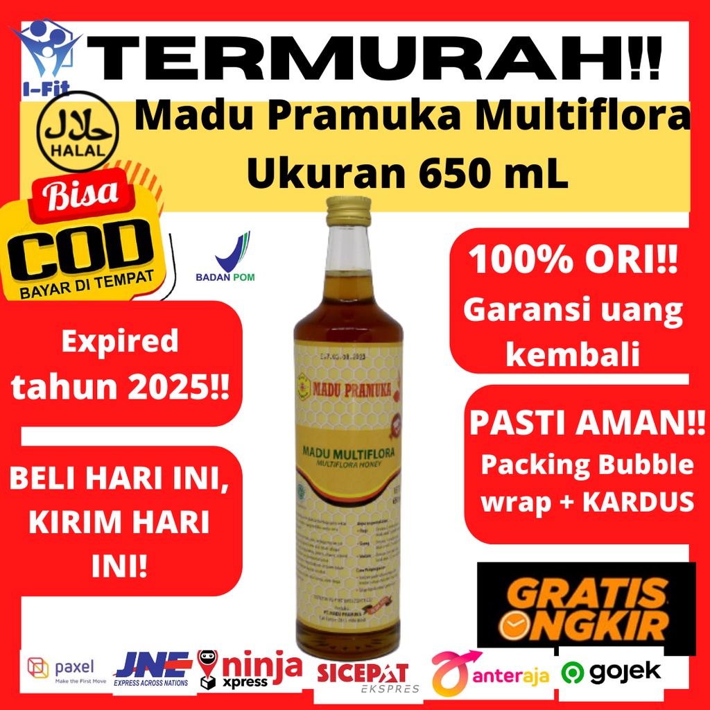 

Madu Pramuka Multiflora 650 mL Multi flora Alami Murni 100% ORI HALAL Madu