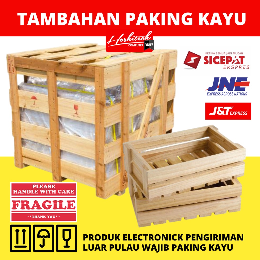 Paking kayu tambahan untuk pengaman pengiriman barang electronik Hoshitech computer