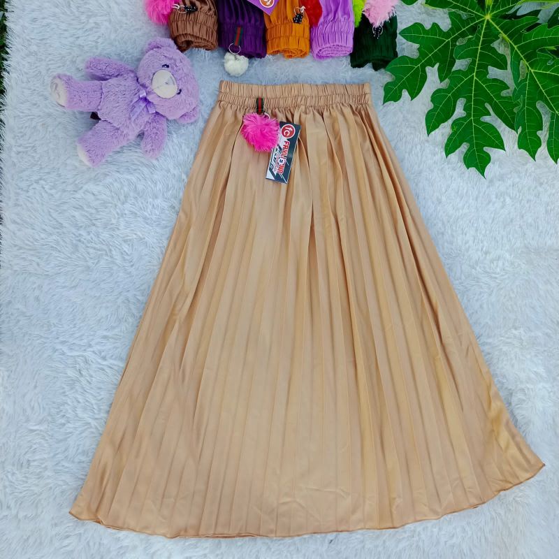 ROK PLISKET POMPOM ANAK UMUR 4-10 TAHUN / ROK PLISKET ANAK / PAKAIAN ANAK PEREMPUAN / ROK ANAK / ROK