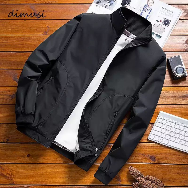 JAKET PRIA Trend Line HANDLE CARE Laki Laki Cowok Hitam