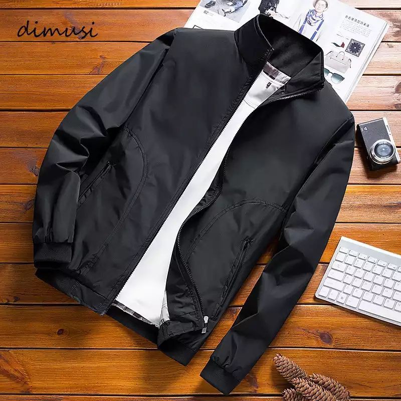 JAKET PRIA Trend Line HANDLE CARE Laki Laki Cowok Hitam