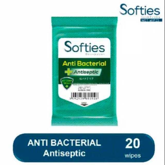 Softies Anti Bacterial Wipes 20s Tissue Basah non alkohol