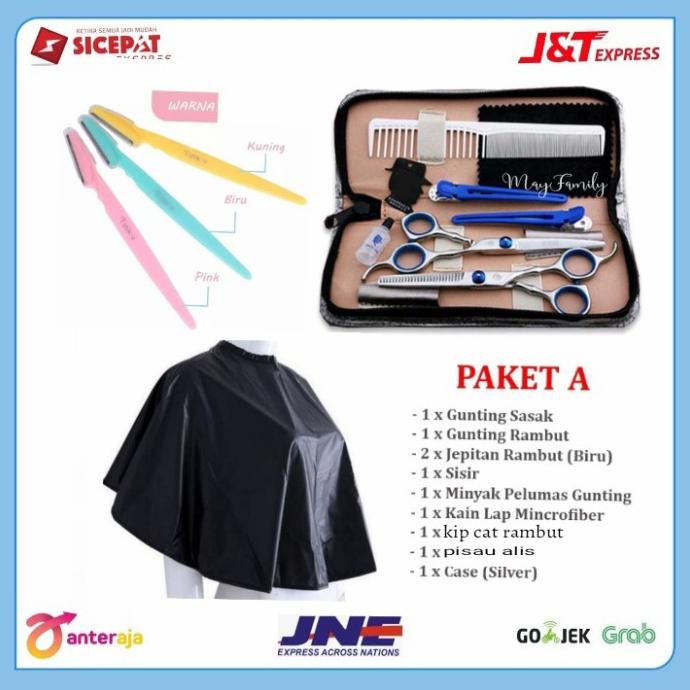 

1Set Gunting Rambut Sasak,Gunting Penipis , Kip Cat , Silet Alis Dll