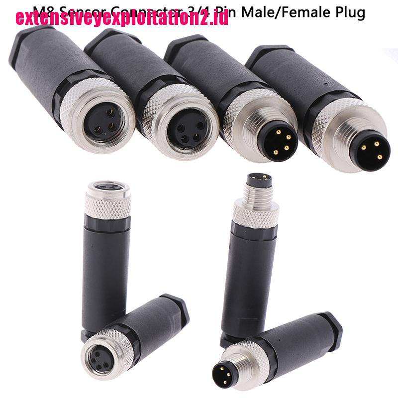 1pc Konektor Sensor M8 3 / 4 Pin Male / Female
