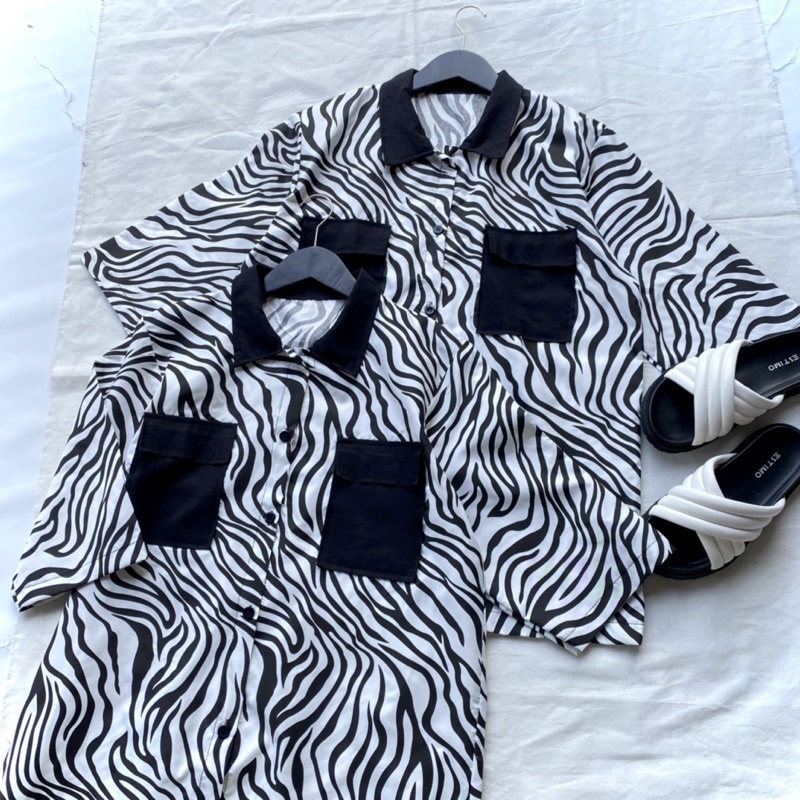 KEMEJA ZEBRA SHIRT / KEMEJA KOMBINASI WANITA MURAH