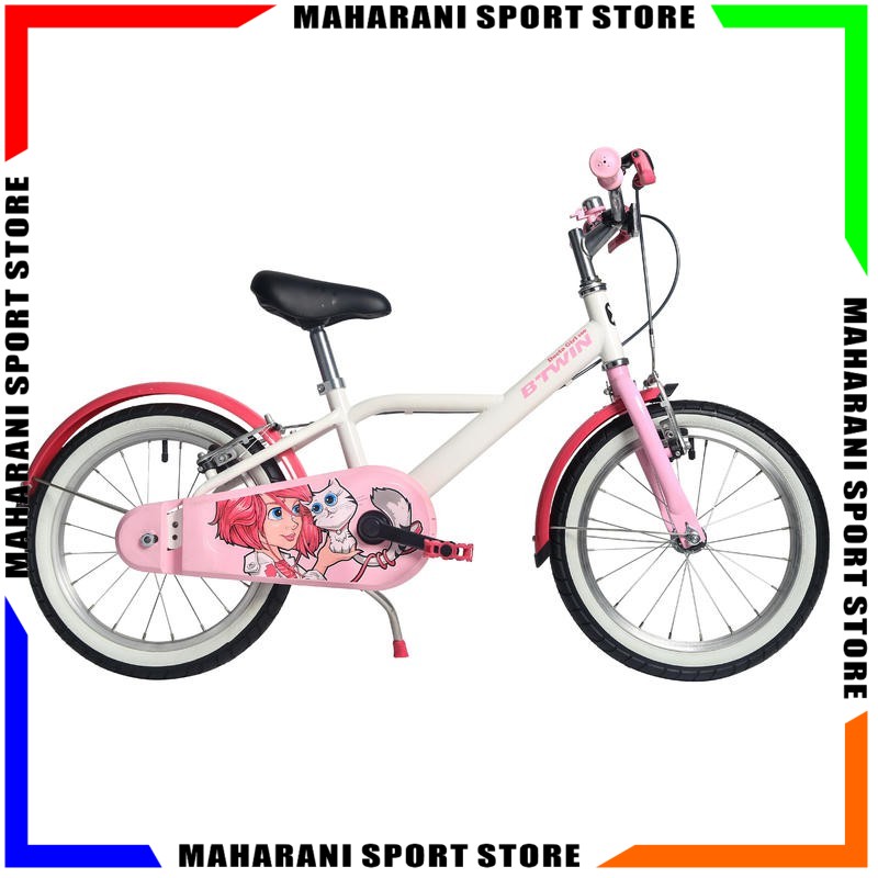 Sepeda Anak Perempuan BTWIN 500 DOCTO GIRL 16 Inc Cewek 4-6 Tahun Warna Pink Putih