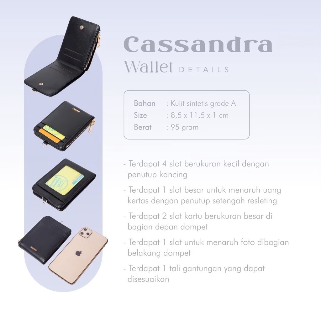 Jims Honey Cassandra Wallet Dompet Lipat Kecil Wanita Lanyard Id Card Holder Gantungan Name Tag Jimshoney