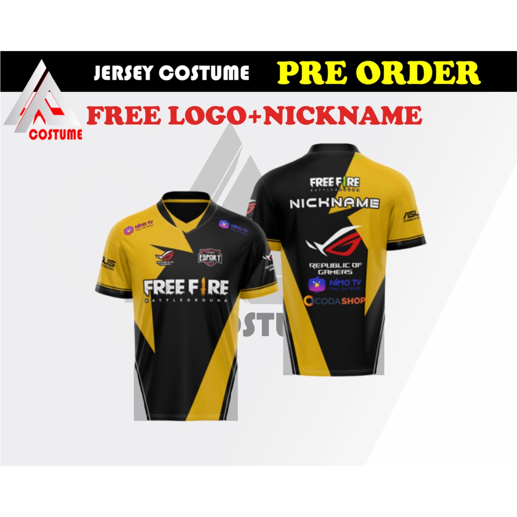 Jersey Baju Kaos E-Sport Custom FREE FIRE
