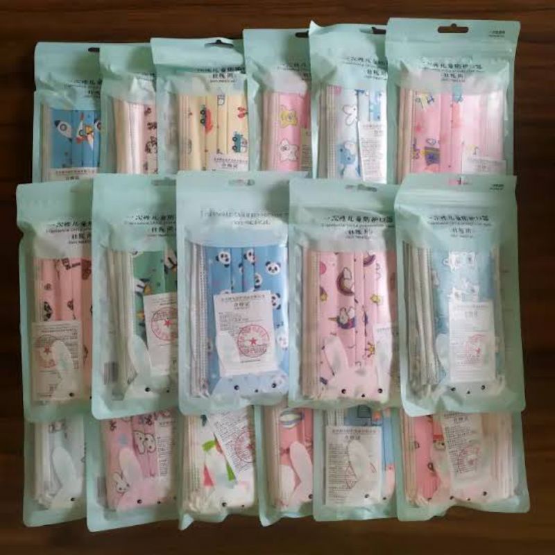 (MURAH)Masker Anak 3ply Ecer 10 pcs/Masker Earlop