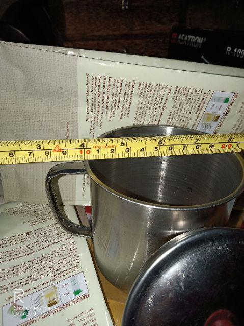 Mug Stainless 12 Cm Disertai Tutup Handle Stainless - Gelas Stainless 12cm Dengan Tutup