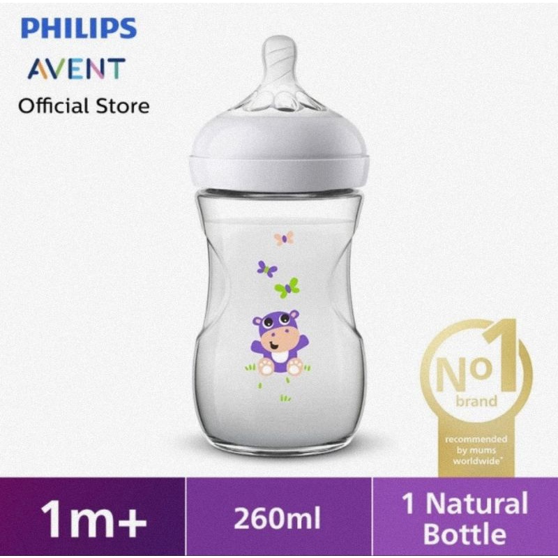 Philips Avent Natural Bottle Hippo 260ml Single Pack - Botol Susu Bayi