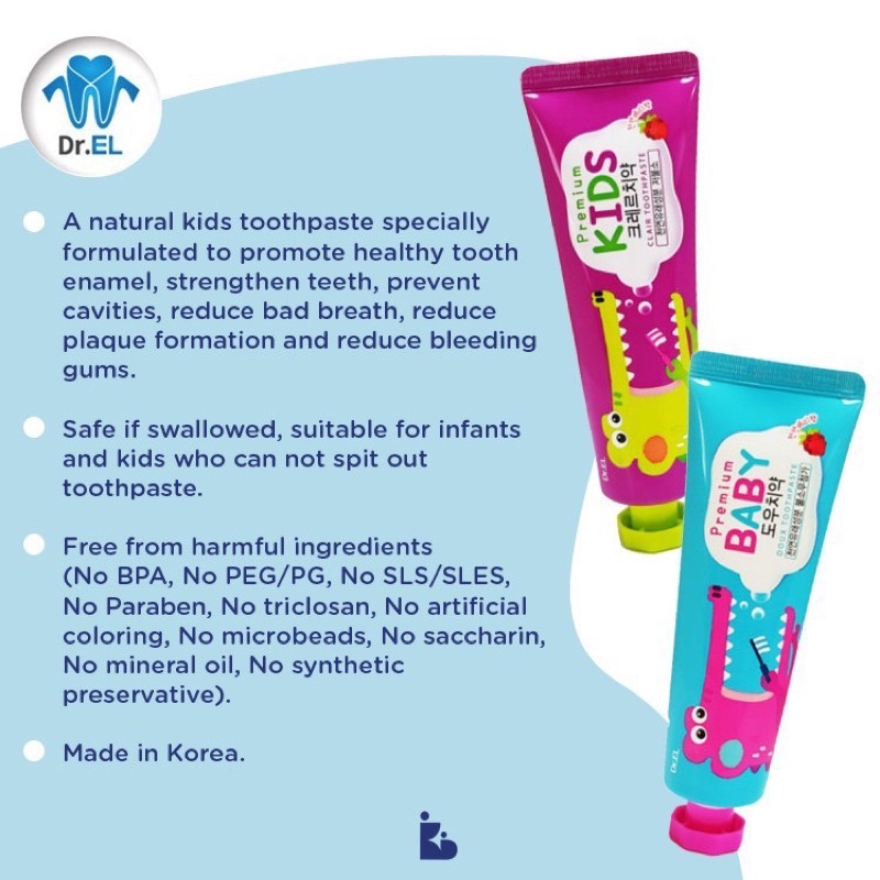 Dr. El Premium Baby &amp; Kids Toothpaste Dr El Toothpaste Pasta gigi korea