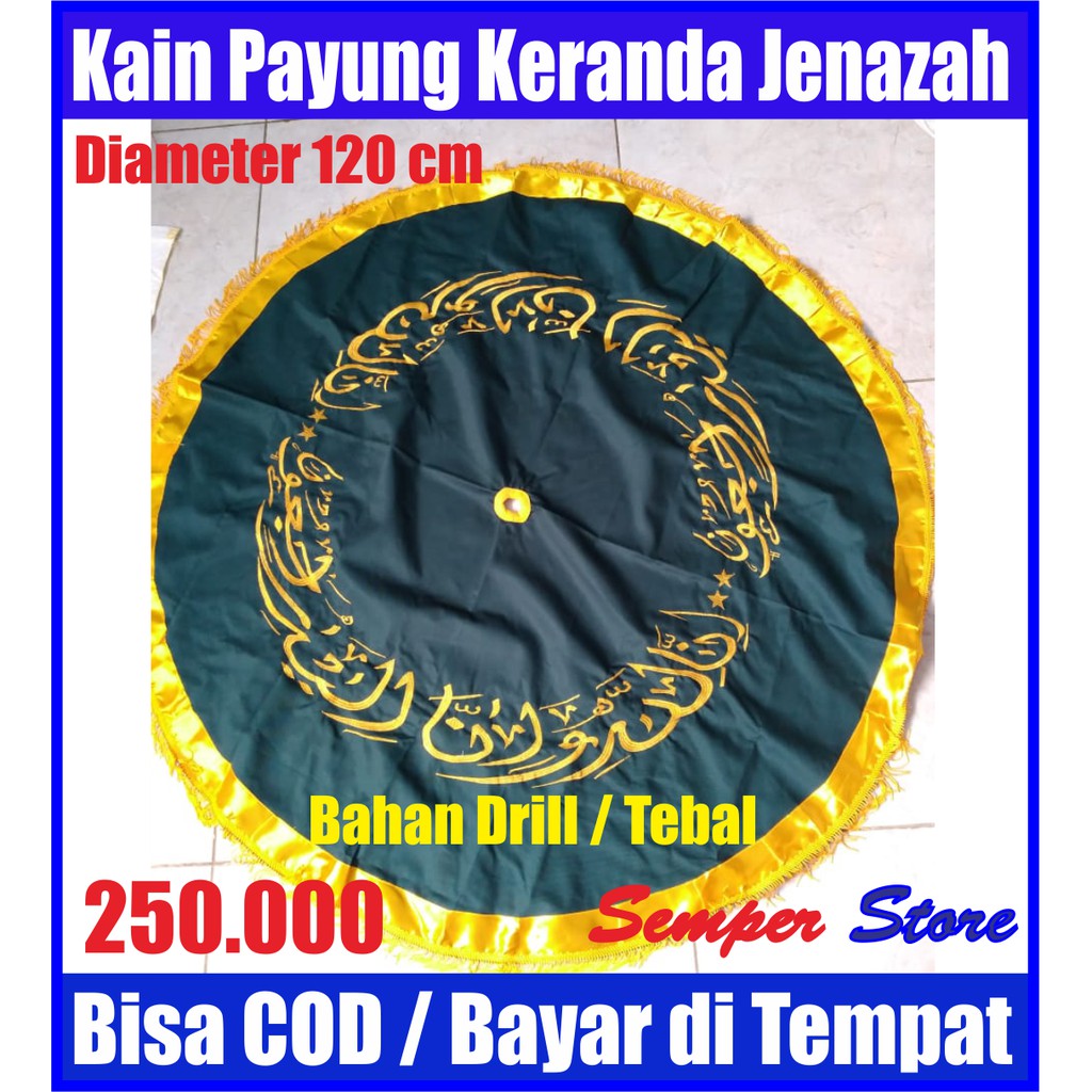 COD Bayar Ditempat - Kain Payung Keranda Jenazah Bahan Tebal American Drill Full Bordir Hijau Tua