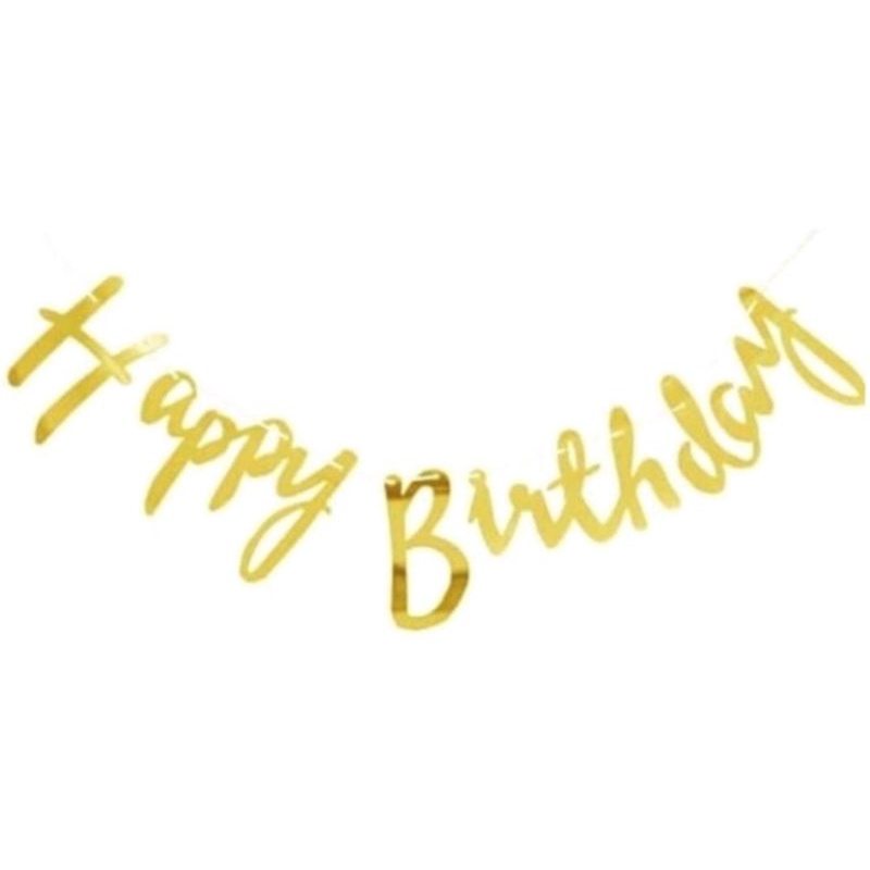 Banner Flag Happy Birthday Latin Gold/Silver Dekorasi Ulang Tahun