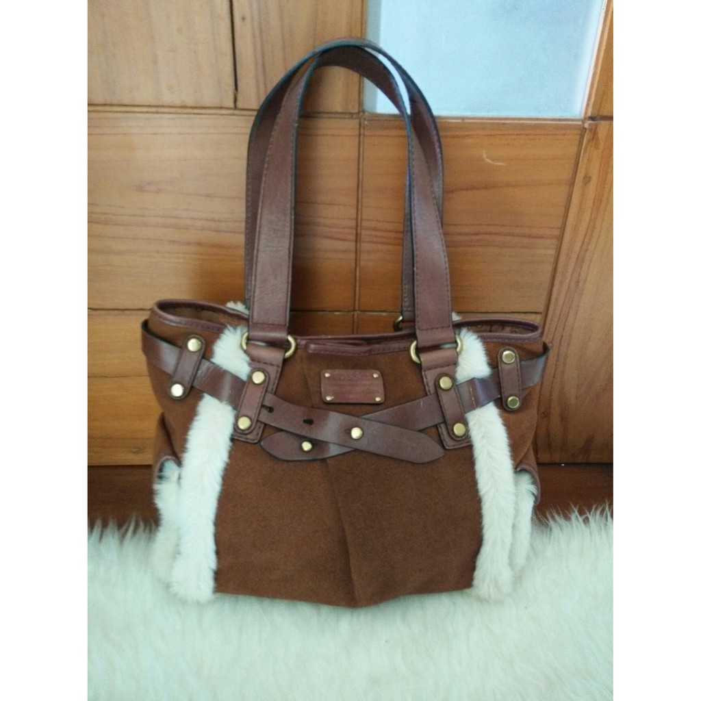 fossil adrina satchel bulu suede original bag tas ori authentic preloved