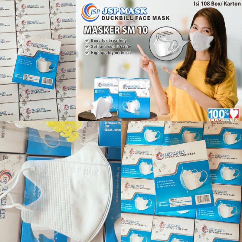 Masker Duckbill JSP ISI 50pcs 25pcs Earloop Disposable Mask FREE KONEKTOR Untuk Headloop/ Masker