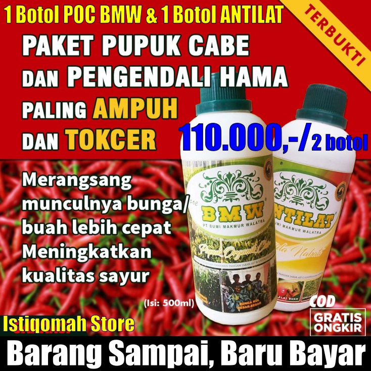 Promo COD Paket Pupuk Organik Cair Tanaman Cabe/Cabai POC BMW &amp; Pestisida Organik Obat Hama ANTILAT