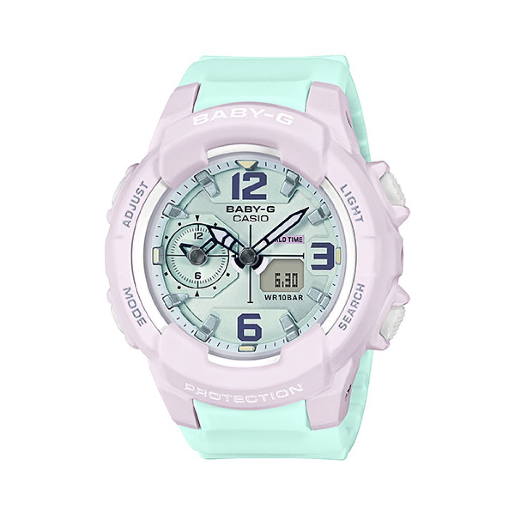 JAM TANGAN WANITA CASIO BABY-G BGA-230PC-6B ORIGINAL - BABYG BGA230PC HIJAU UNGU