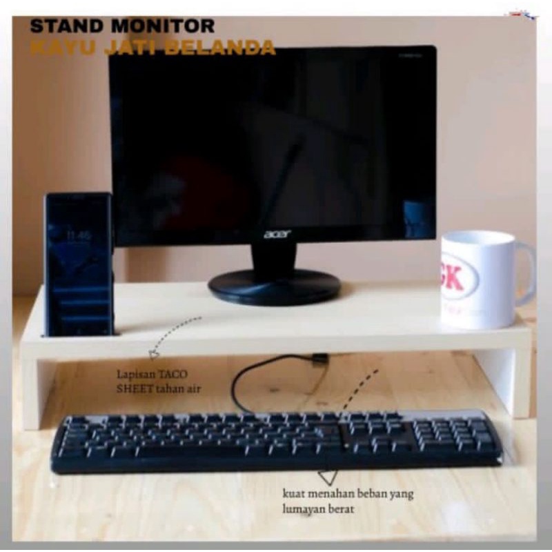 TERMURAH!!! STAND MONITOR, MEJA MONITOR, MEJA LEPTOP Kayu JatiBelanda