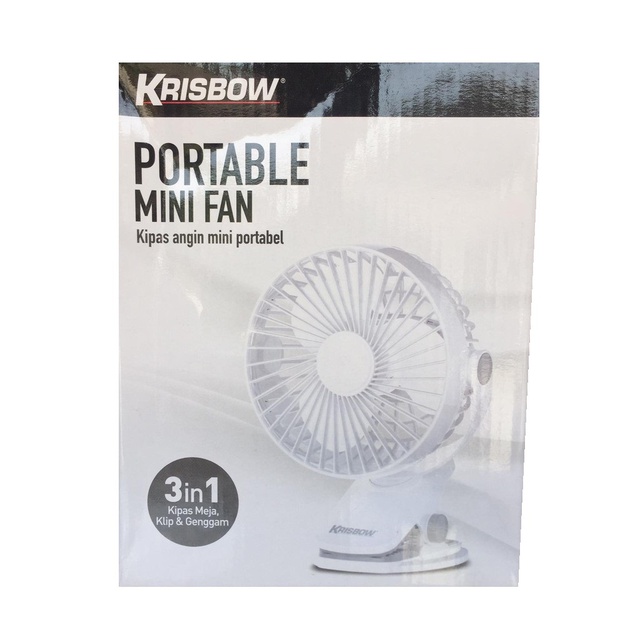KRISBOW Kipas Darurat Emergency Fan Meja Portable Clip Jepit 3in1 360 drajat