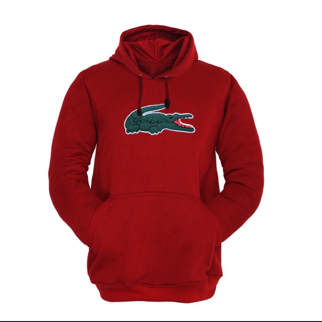 hoodie Lacoste full tag bordir timbul sweater casual terbaru