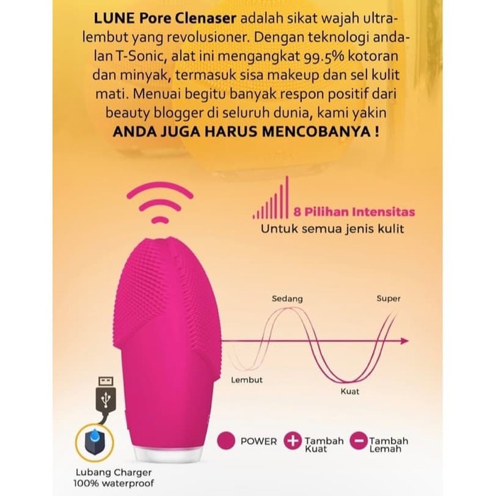 Lune Pore skin Cleanser alat sikat kulit wajah tahan air waterproof