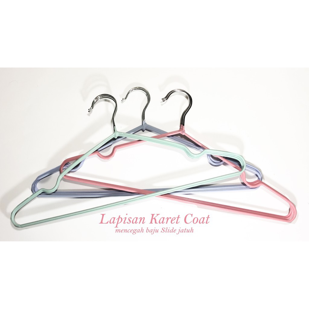 Hanger Baju Stainless Coating Karet Warna