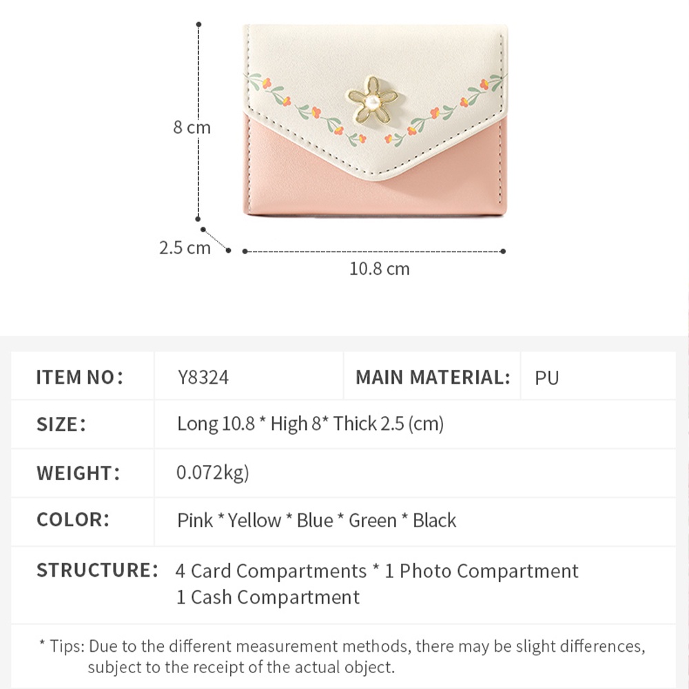 Dompet Lipat Wanita Kulit Lucu Pink Slot Kartu Mini Kecil Uang Murah Remaja Sederhana Tipis Kualitas Merk Batam