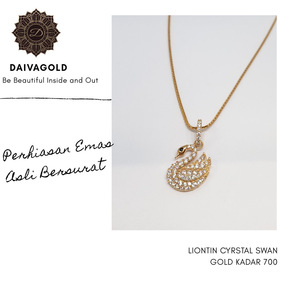 Liontin Emas Asli Cyrstal Swan Kadar 700