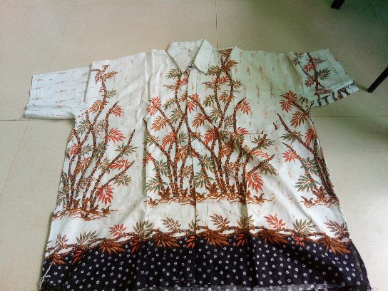 Hem Kemeja Batik Pendek Motif Bambuputih Baju Distro Murah M-10xl Reguler Super Jumbo Seragam Kantor