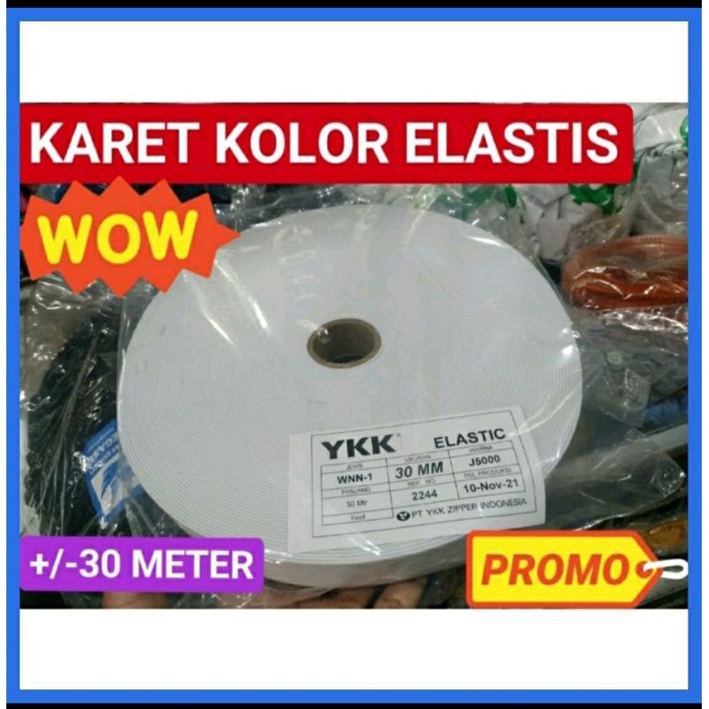 YKK Karet Elastis Karet Celana Karet Kolor meteran 3cm 1 cm per roll