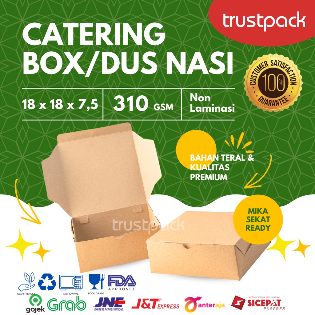 DUS NASI 18x18 KOTAK NASI KRAFT PAPER / COKLAT SUPER TEBAL PREMIUM