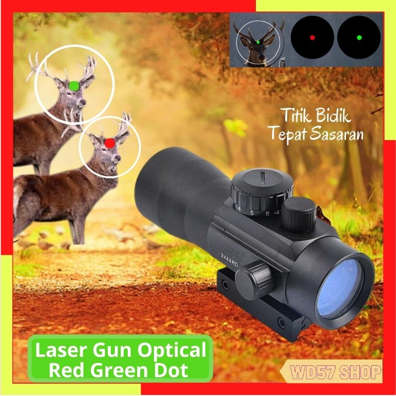 Alat Teropong Senapan Angin Laser Gun Scope Tactical Red Green Dot Merah Hijau Peralatan Survival Te