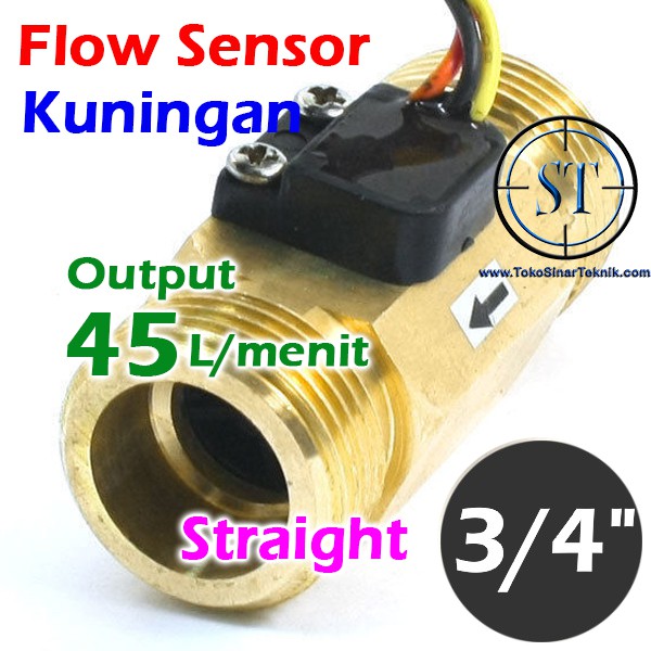 WFS-06A Water Flow Sensor Arus Air 3/4&quot; Kuningan Asli Output 45 Liter/Menit Tahan Panas Anti Karat Air Water Heater