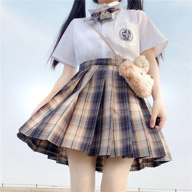 【Wetrose】Ready Stock Fashion JK Uniform Original Short Skirt Full College Style Student Suit Lattice Seragam Sekolah Jepang Seifuku Seragam Siswa Rok Set Musim Panas Musim Semi Party Comic Anime Event