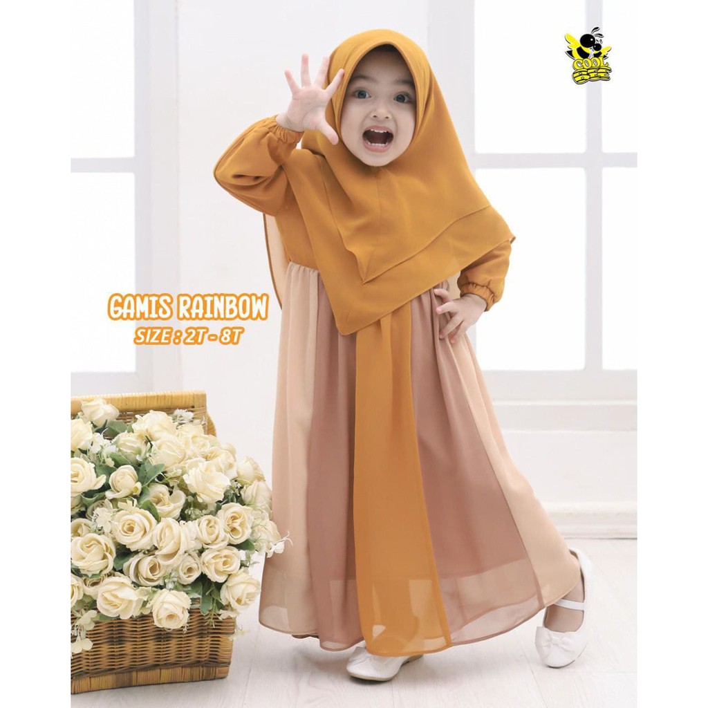 Gamis Rainbow by Coolbee / Set Gamis Kerudung Anak